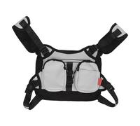 DANAIXZ Sac de Poitrine de Sport réfléchissant léger réglable Avant Gilet pour Course à Pied Cyclisme avec Rangement Multi-Poches Respirante pour Hommes Femmes Gris