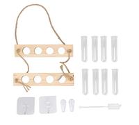 DANAIXZ Station de Propagation Murale des Plantes, 2 Niveaux, 8 Trous, Tube à essai en Verre, Pot de Fleurs, Gain de Place, Terrarium Mural avec Crochets pour la Maison, Le Bureau, (Couleur du Bois)