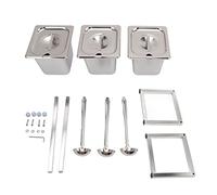 DANAIXZ Support d'organisateur de confiture en acier inoxydable avec couvercle et cuillère support incliné de comptoir de conception poli détachable pour ensemble de 2 ou 3 cassero (Pot 3X1/6