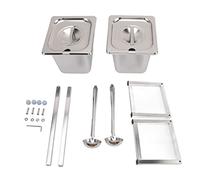 DANAIXZ Support d'organisateur de confiture en acier inoxydable avec couvercle et cuillère support incliné de comptoir de conception poli détachable pour ensemble de 2 ou 3 cassero (Pot 2X1/6