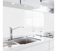 danario Crédence Adhésive pour Cuisine - Aspect Verre | Protège Mur Cuisine | Mural décoratif Autocollant | 0,8 mm | Blanc - 60cm x 340cm