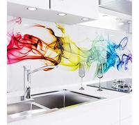 danario Crédence Adhésive pour Cuisine - Aspect Verre | Protège Mur Cuisine | Mural décoratif Autocollant | 0,8 mm | Fumée colorée - 60cm x 220cm