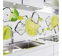 danario Crédence Adhésive pour Cuisine - Aspect Verre | Protège Mur Cuisine | Mural décoratif Autocollant | 0,8 mm | Citrons Verts - Échantillon