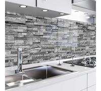 danario Crédence Adhésive pour Cuisine - Aspect Verre | Protège Mur Cuisine | Mural décoratif Autocollant | 0,8 mm | Mur de pierre - 60cm x 60cm
