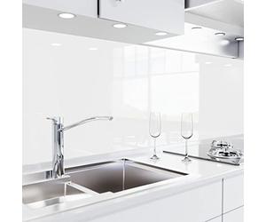 danario Crédence Adhésive pour Cuisine - Aspect Verre | Protège Mur Cuisine | Mural décoratif Autocollant | 0,8 mm | Blanc - 60cm x 340cm