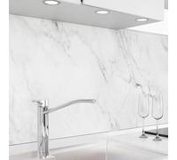 danario Crédence Adhésive pour Cuisine I Panneau mural décoratif autocollant | Protège mur cuisine | Décoration aspect mat | 0,40 mm | Blanc marbré - 80 cm x 220 cm