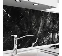 danario Crédence Adhésive pour Cuisine I Panneau mural décoratif autocollant | Protège mur cuisine | Décoration aspect mat | 0,40 mm | Noir marbré - 60 cm x 80 cm