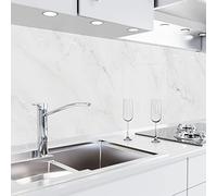 danario Crédence Adhésive pour Cuisine - Panneau Mural décoratif Autocollant | Protège Mur Cuisine | Décoration Aspect Mat | 0,37 mm - Blanc marbré - 60cm x 500cm