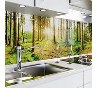 danario Crédence Adhésive pour Cuisine - Panneau Mural décoratif Autocollant | Protège Mur Cuisine | Décoration Aspect Mat | 0,37 mm - Forêt - 60cm x 60cm