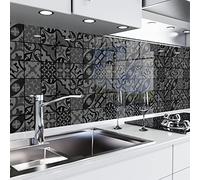 danario Crédence Adhésive pour Cuisine - Panneau Mural décoratif Autocollant | Protège Mur Cuisine | Décoration Aspect Mat | 0,40 mm - Carreaux de mosaïque Sombres - 60cm x 400cm