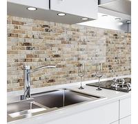 danario Crédence Adhésive pour Cuisine - Panneau Mural décoratif Autocollant | Protège Mur Cuisine | Décoration Aspect Mat | 0,40 mm - Briques - 60cm x 340cm