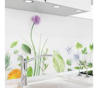 danario Crédence Adhésive pour Cuisine - Panneau Mural décoratif Autocollant | Protège Mur Cuisine | Décoration Aspect Mat | 0,40 mm - Fleurs & Herbes - 60cm x 500cm