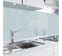 danario Crédence Adhésive pour Cuisine - Panneau Mural décoratif Autocollant | Protège Mur Cuisine | Décoration Aspect Mat | 0,37 mm - Bleu marbré - 60cm x 340cm