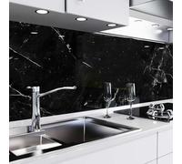 danario Crédence Adhésive pour Cuisine | Protège Mur Cuisine | Mural Décoratif Autocollant | 0,37 mm | Opaco | Noir marbré - 80cm x 280cm