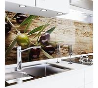 danario Crédence Adhésive pour Cuisine | Protège Mur Cuisine | Mural Décoratif Autocollant | 0,37 mm | Opaco | Olives - 80cm x 80cm