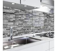 danario Crédence Adhésive pour Cuisine | Protège Mur Cuisine | Mural Décoratif Autocollant | 0,37 mm | Opaco | Mur de pierre - 60cm x 400cm