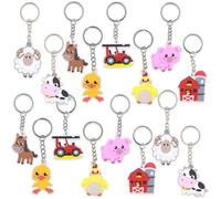 Danbghyuo Animaux Porte-clés,16 PCS Porte-Clés animaux Ferme,porte-Clés Animaux pour Enfants,Cartoon Porte Clés de Poche,Silicone Porte Clef Mini Porte Clés,Cadeau Drôle pour Enfants, Amis,Familles