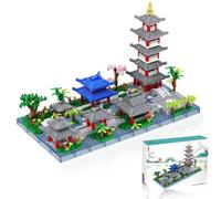 Danbghyuo Chinoise de Hangzhou Garden,1224PCS modèle Classique de décoration de Maison Hangzhou Garden,Architecture Chinoise des Blocs de Construction,Clip Block Cadeau avec Boî