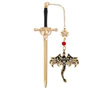 Danbghyuo Metal Marque Page, Épingles à Cheveux Épée, Antiquité Marque Page, éPée Livré Avec un Pendentif,Amateurs De Lecture Cadeau Amusant Pour Les Femmes Et Les Hommes (Or et noir)