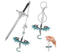 Danbghyuo Metal Marque Page, Épingles à Cheveux Épée, Antiquité Marque Page, éPée Livré Avec un Pendentif,Amateurs De Lecture Cadeau Amusant Pour Les Femmes Et Les Hommes (Bleu + porte-clés)