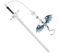 Danbghyuo Metal Marque Page, Épingles à Cheveux Épée, Antiquité Marque Page, éPée Livré Avec un Pendentif,Amateurs De Lecture Cadeau Amusant Pour Les Femmes Et Les Hommes (bleu)