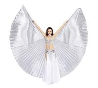 Dance Fairy Argent Parti Belly Danse Ailes d'Isis Costumes d'halloween avec des Bâtons/Tiges