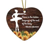 Dance Is Hidden Language of The Soul of The Body Décoration en céramique en forme de cœur pour sapin de Noël à suspendre avec citations amusantes Décoration de Noël souvenir de Nouvel An