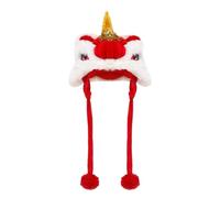 Dance Lion Pet Costume, Year of Dragon Dog Cat Hat, Chinese Style Pet Dragon Headgear, Adjustable Dog Lion Dance Hat for Year, Pets Hat for Cats Small Dogs for 2024 Year (Color : A, Size : S)