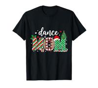 Dance Mom Christmas Buffalo Plaid Leopard Santa Hat T-Shirt