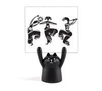 Dance People Mexico Totems Support de flûte mexicaine pour mémo Motif chat Noir