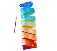 Dance Ribbon - 6.56ft Long Streamers On A Stick, Heart Pattern Baton Stick | Twirling Goodie Bags Stuffers For Kids Gymnastics Band Pretend Play Dance Performance Rhythmic Rhythmic Art Exercise