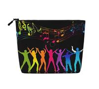 Dance with Music Trousse de maquillage simple couche en lin, légère et mignonne, facile à utiliser, Noir , Taille unique