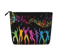 Dance with Music Trousse de maquillage simple couche en lin, légère et mignonne, facile à utiliser, Noir , Taille unique