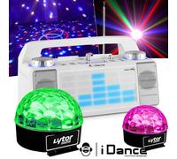 DANCE XD2 Enceinte 50W à LEDs Bleu AUX/FM/USB Bluetooth + Jeux de lumières Sixmagic