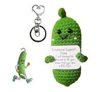 dancepandas Handmade Emotional Support Pickled Cucumber Gift Mini Poupée de Cornichon Tricoté Pocket Hug Mini Peluche pour d'anniversaire (Concombre Coquin)