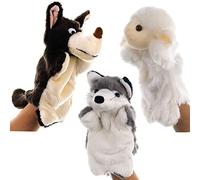dancepandas Marionnettes à Main Peluches, 3 Pièces Hand Puppet Enfant Adulte Théâtre de pour Jouer et raconter des Histoires Loup d'agneau