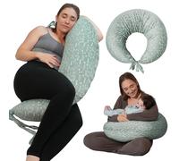 DancesCat 170CM Coussin de Grossesse Dormir,XXL Coussin Allaitement,Coussin Dallaitement et de Grossesse avec Housse Lavable,Coussin Allaitement Bebe (Velvet-Green Forest)