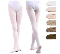 DANCEYOU 2 Paires Collant Danse Classique Femme Opaque avec Pieds pour Fille Enfants et Adultes Blanc S