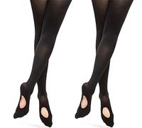 DANCEYOU 2 Paires Collants de Danse Ballet Opaque pour Fille Femme Noir Convertible M