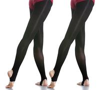 DANCEYOU 2 Paires Collants de Danse Ballet Opaque pour Fille Femme Noir Étrier S