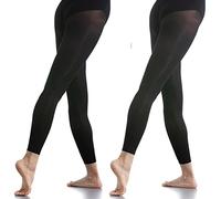 DANCEYOU 2 Paires Collants de Danse Ballet Opaque pour Fille Femme Noir Sans Pieds M