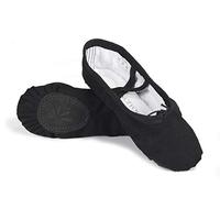DANCEYOU Chaussures de Ballet en Toile - Semelle en Cuir Partagée, Chaussures de Danse pour Enfants et Adultes, Noir 215 EU33