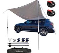 DANCHEL Outdoor Portable Suction Cups Car Camper Awning 7.7lbs, Needn't Roof Rack Brackets, Waterproof Vehicle Awning Canopy Shelter for SUV Truck Overlanding Gears, Gray 6.5ftx9.8ft