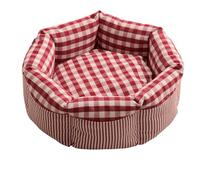 Danchen Canapé lavable et respirant avec envers antidérapant, rembourrage en coton PP et confortable pour animal de compagnie, canapé doux à carreaux (36 x 15 cm, rouge)
