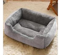 Danchen Canapé-lit orthopédique en peluche lavable avec fond antidérapant, doux et anti-anxiété pour animaux de compagnie de petite, moyenne et grande taille (gris, 50 x 40 x 15 cm)