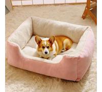 Danchen Canapé-lit orthopédique pour chien et chat avec dossier et accoudoirs, respirant pour animal domestique, salon, chiens de petite, moyenne et grande taille (rose, 60 x 45 x 15 cm)