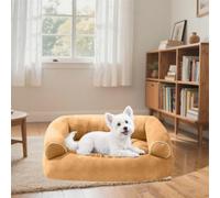 Danchen Canapé-lit orthopédique respirant avec fond antidérapant et soutien sur 3 côtés - En peluche douce et amovible - Pour chiens et chats de petite, moyenne et grande taille (kaki, 70 x 55 x 20 cm