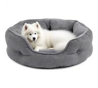 Danchen Canapé-lit pour chien, lit confortable anti-anxiété pour chiens et chiots avec côtés et coussin amovible et base antidérapante, matelas orthopédique en peluche de taille moyenne (gris, 50 x 48