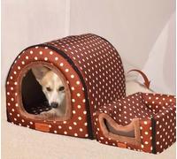 Danchen Niche extra large 2 en 1 pour grand chien et chat - Lit igloo apaisant portable et apaisant - Coussin orthopédique anti-anxiété - Tente douce pour chiens de taille moyenne et grande - L - 57 x