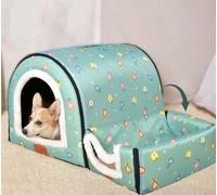 Danchen Niche extra large 2 en 1 pour grand chien et chat - Lit igloo apaisant portable et apaisant - Coussin orthopédique anti-anxiété - Tente douce pour chiens de taille moyenne et grande (S - 38 x